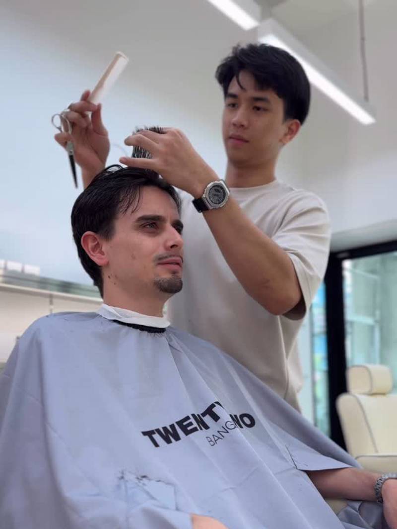 Modern barbershop interior at TWENTY.TWO CUT in Bangkok