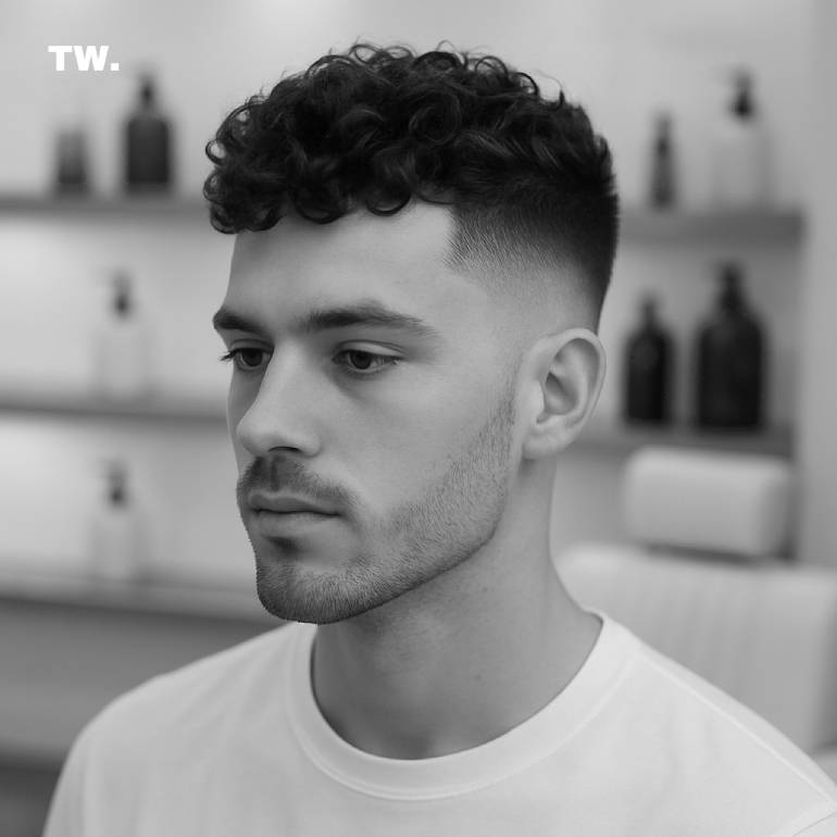 The Hybrid Perm (Fade + Curls)